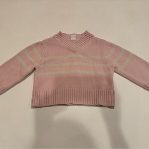 GAP Girls V-Neck Sweater in Pink and Cream 2T